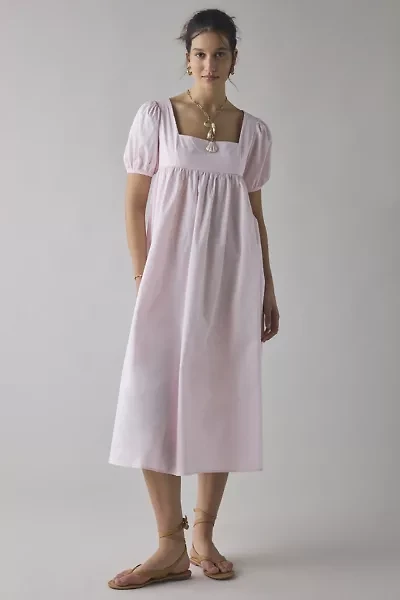 Glamorous Blush Cotton Puff Sleeve Babydoll Midi Dress