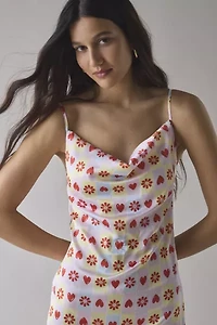Glamorous Tile Print Satin Cowl Neck Slip Midi Dress