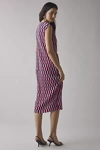 Glamorous Checkerboard Printed Plisse Shift Midi Dress