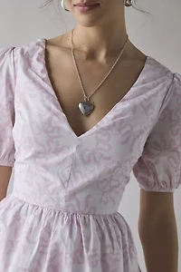 Glamorous Bow Printed Cotton Puff Sleeve Mini Dress