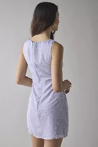 Glamorous Retro Daisy Floral Satin Seamed Mini Dress