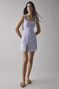 Glamorous Retro Daisy Floral Satin Seamed Mini Dress