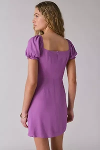Glamorous Orchid Crepe Puff Sleeve Mini Dress