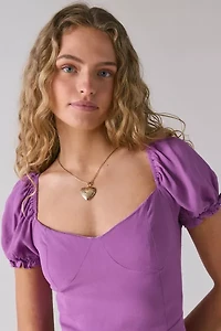 Glamorous Orchid Crepe Puff Sleeve Mini Dress
