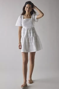 Glamorous Open Tie-Back Bow Babydoll Mini Dress