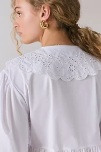 Glamorous Oversized Eyelet Lace Collar Babydoll Midi Dress