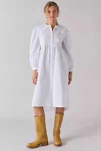 Glamorous Oversized Eyelet Lace Collar Babydoll Midi Dress