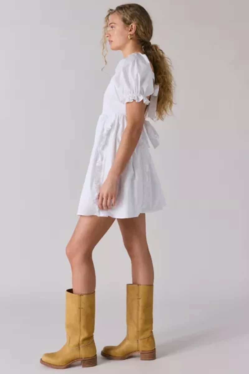 Glamorous Double Tie-Back Bow Ruffle Babydoll Mini Dress