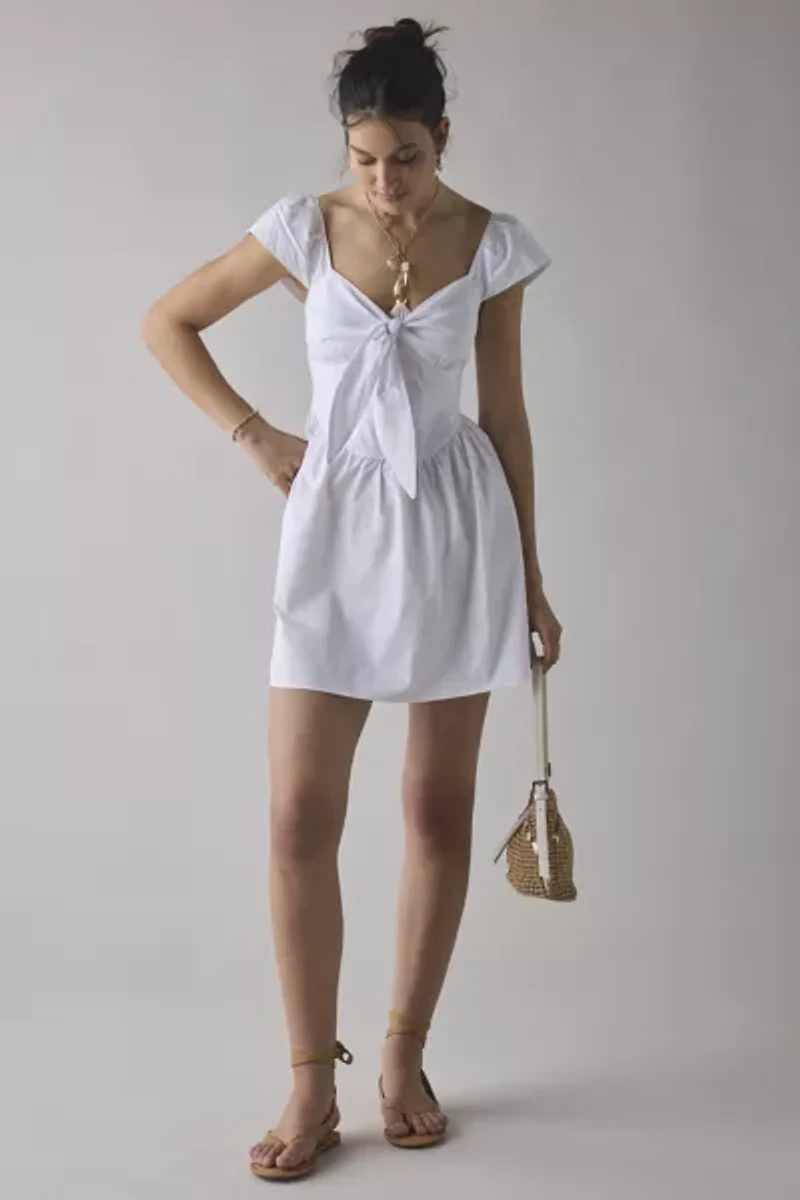 Glamorous Corseted Tie-Front Drop Waist Mini Dress