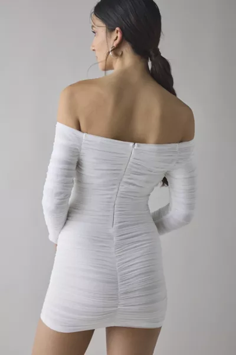Glamorous Off-The-Shoulder Ruched Bodycon Mini Dress