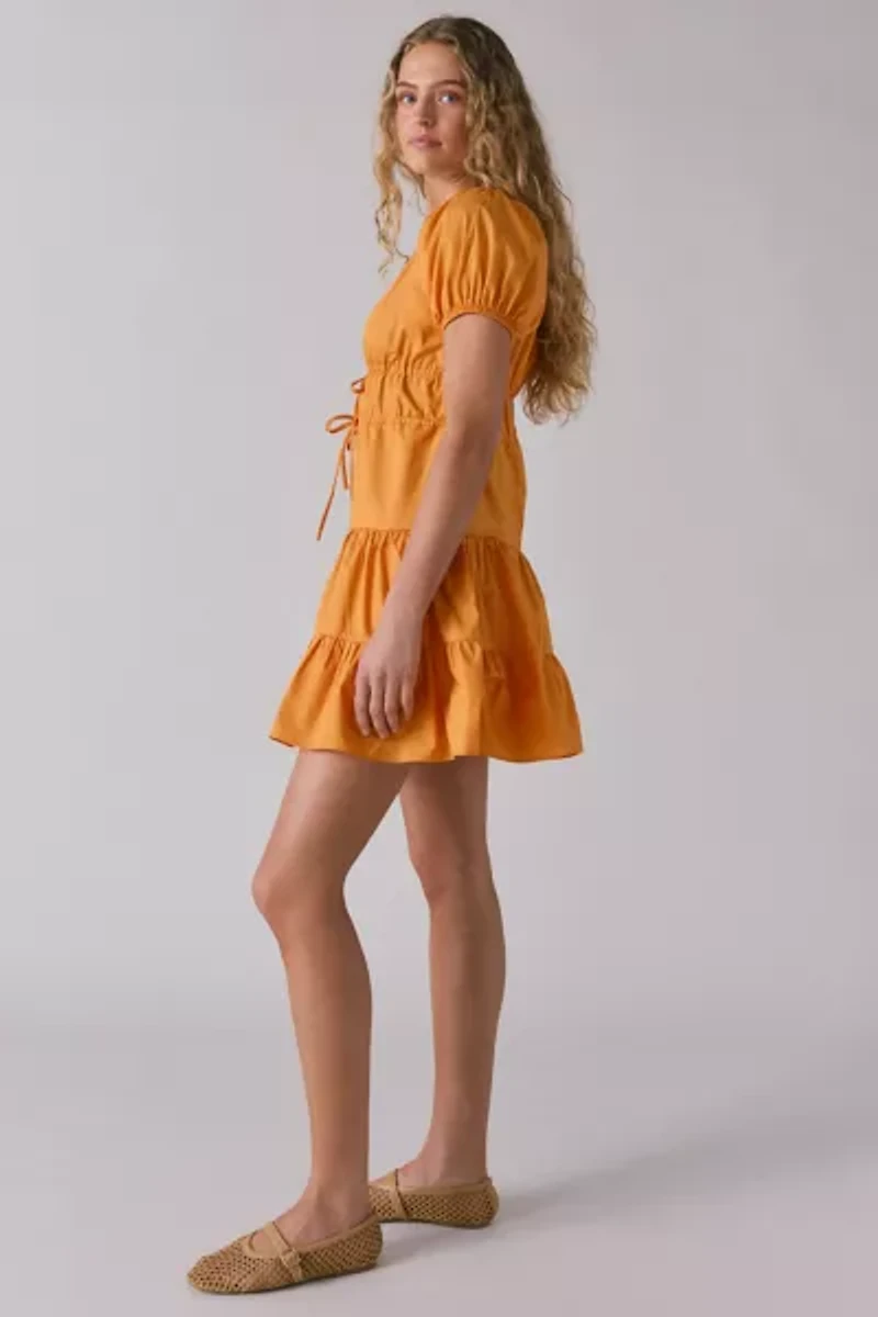 Glamorous Clemmie Tie-Front Tiered Babydoll Mini Dress