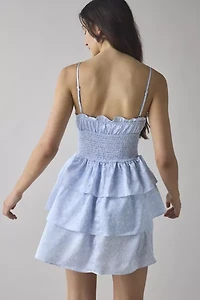 Glamorous Ditsy Floral Tie-Front Tiered Mini Dress