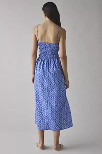 Glamorous Ditsy Floral Cotton Smocked Tie-Front Midi Dress