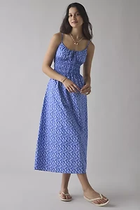 Glamorous Ditsy Floral Cotton Smocked Tie-Front Midi Dress