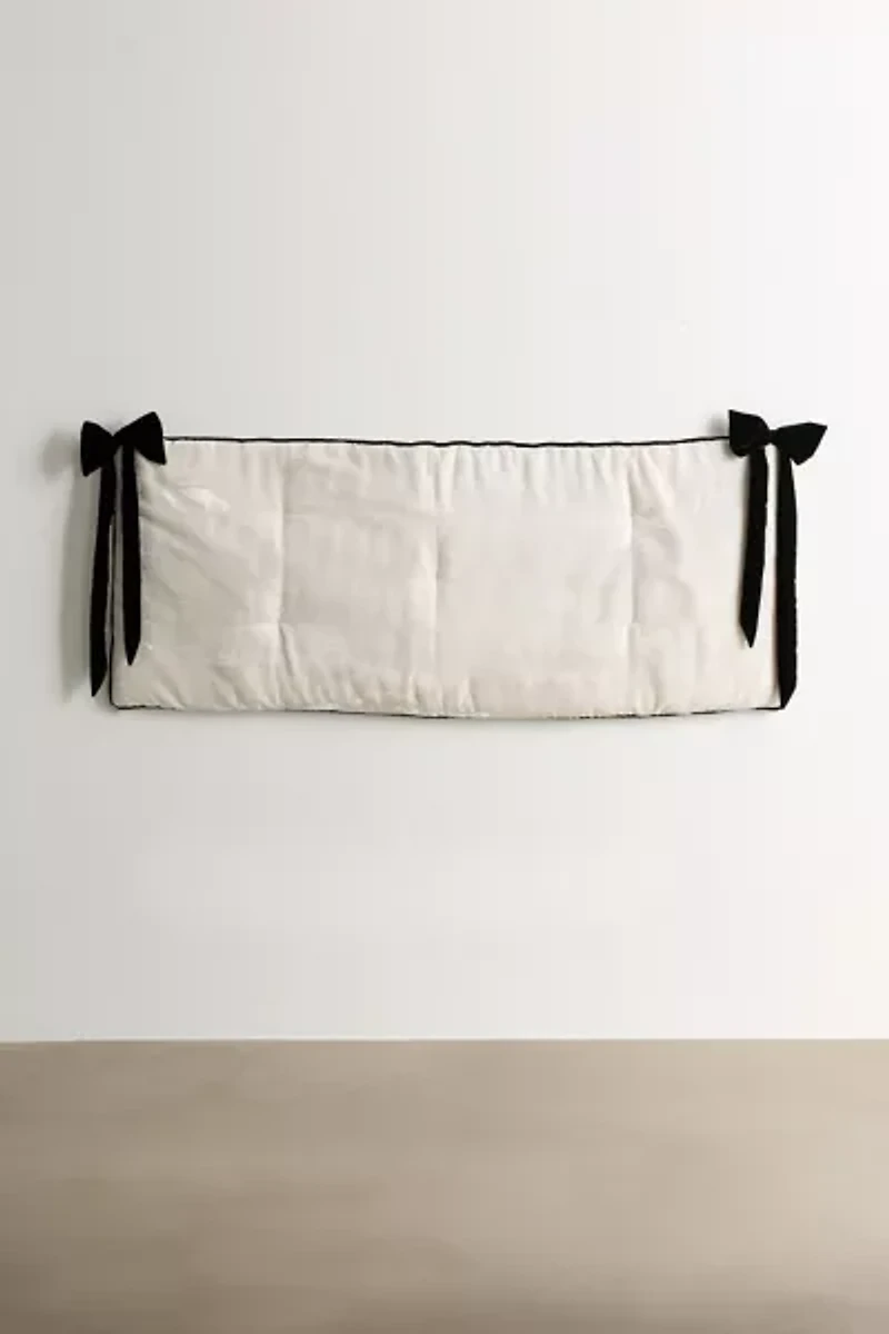 Velvet Bow Trim Floating Headboard