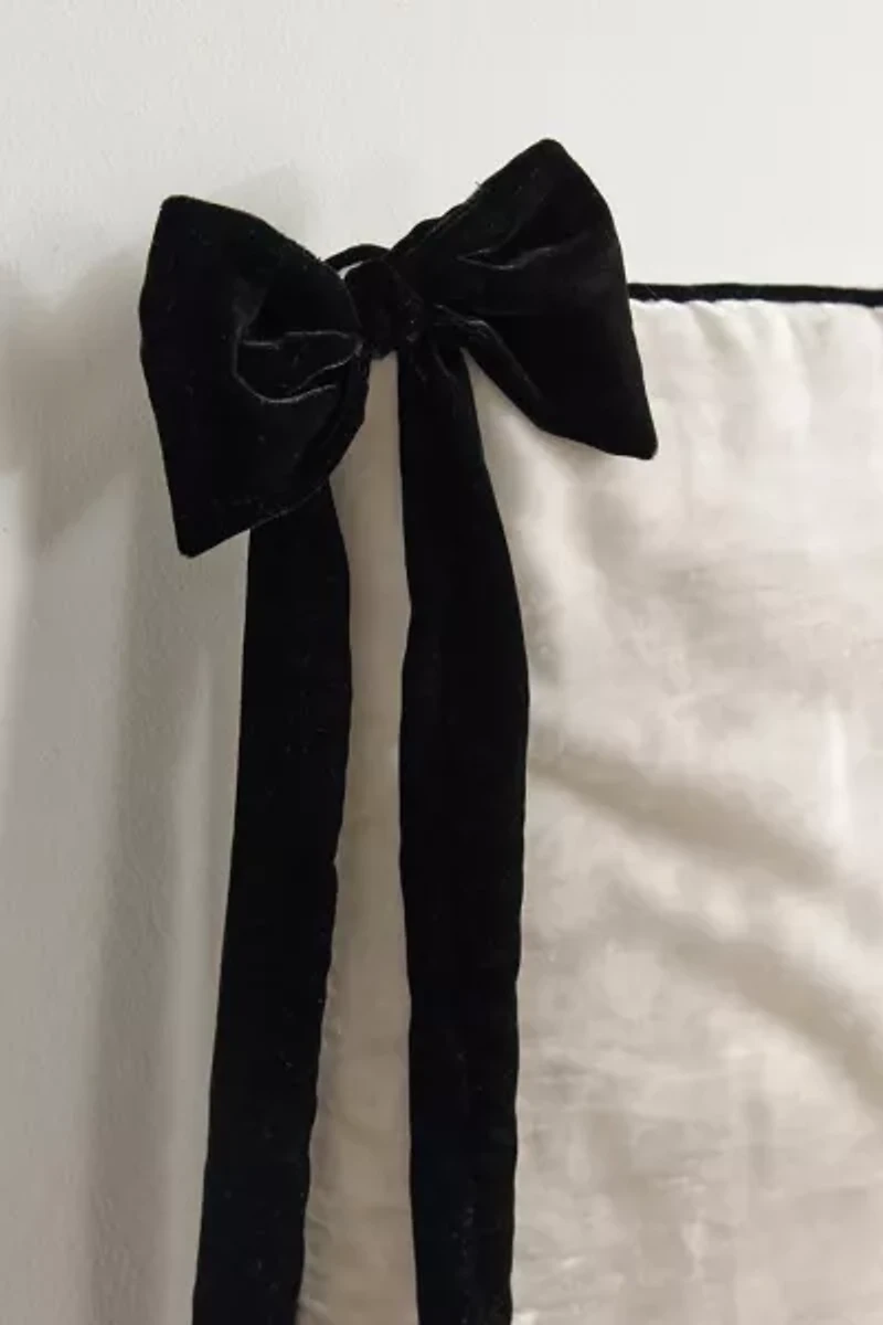 Velvet Bow Trim Floating Headboard
