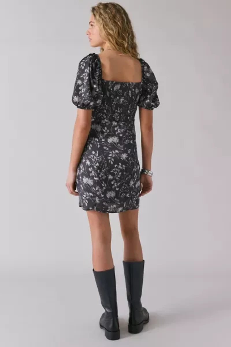 Glamorous Dandelion Floral Sweetheart Puff Sleeve Mini Dress