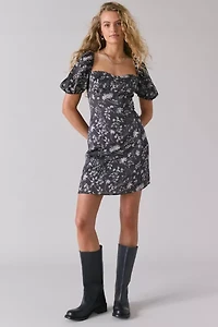 Glamorous Dandelion Floral Sweetheart Puff Sleeve Mini Dress
