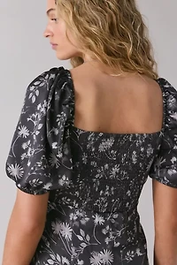 Glamorous Dandelion Floral Sweetheart Puff Sleeve Mini Dress