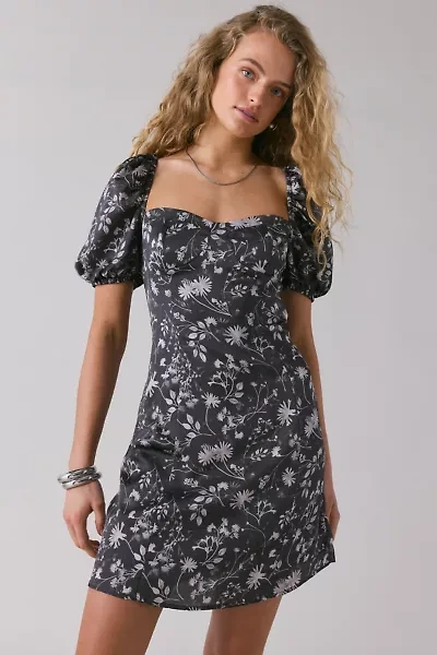 Glamorous Dandelion Floral Sweetheart Puff Sleeve Mini Dress