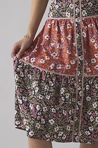 Glamorous Mixed Vintage Floral Square Neck Tiered Midi Dress