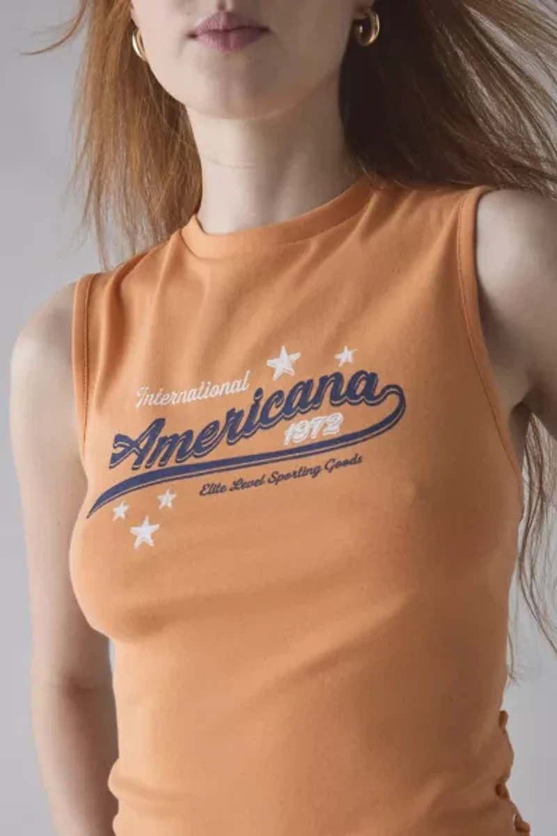 Americana Graphic Lace-Up Cropped Tank Top