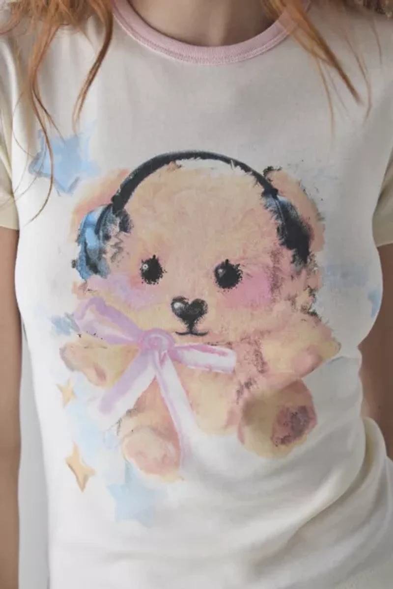 DJ Teddy Bear Graphic Baby Tee
