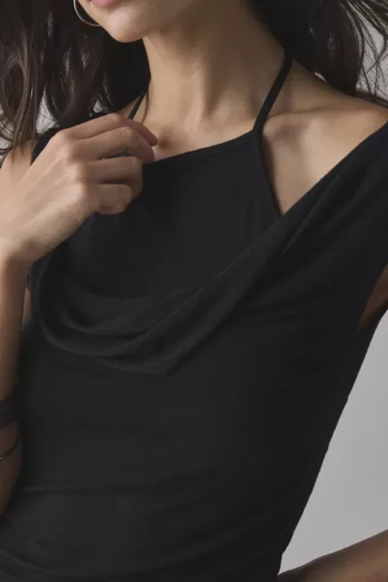 UO Marni Short Sleeve Layered Twofer Crop Top