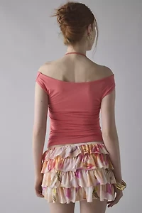 UO Marni Short Sleeve Layered Twofer Crop Top