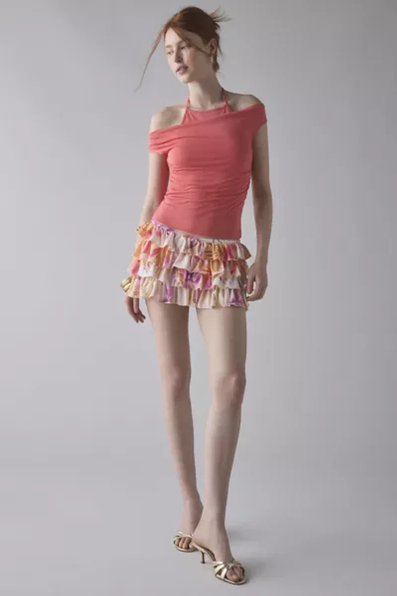 UO Marni Short Sleeve Layered Twofer Crop Top