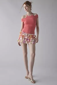 UO Marni Short Sleeve Layered Twofer Crop Top