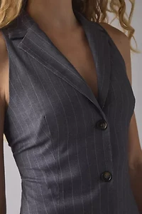 Glamorous Pinstripe Button Front Vest Mini Dress