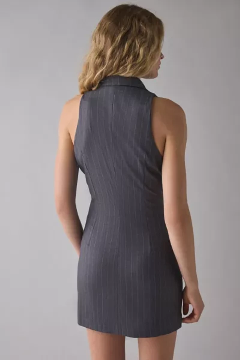 Glamorous Pinstripe Button Front Vest Mini Dress