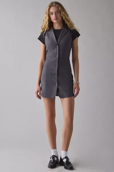 Glamorous Pinstripe Button Front Vest Mini Dress