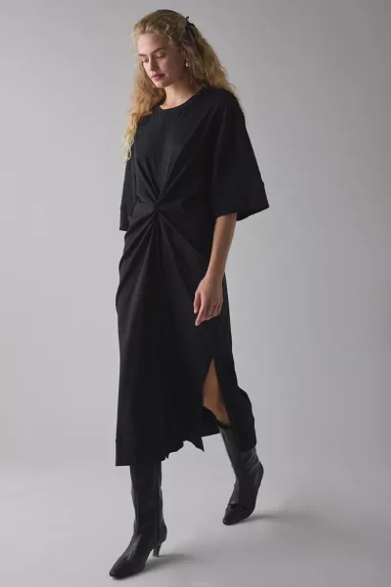 Glamorous Knotted-Front Jersey Knit Midi Dress