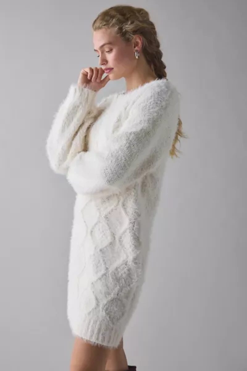 Glamorous Cable Knit Boatneck Sweater Mini Dress