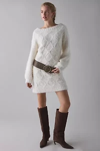 Glamorous Cable Knit Boatneck Sweater Mini Dress