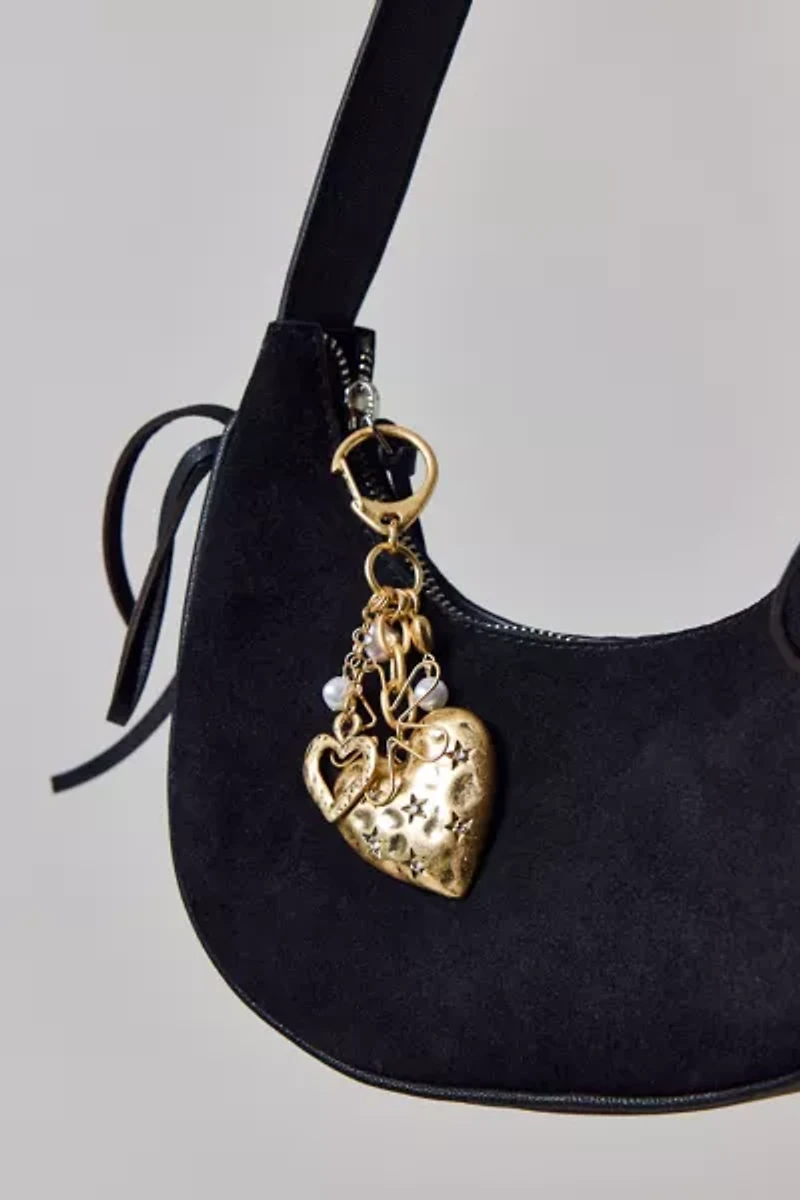 Golden Heart Charm Keychain