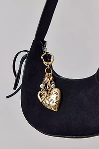 Golden Heart Charm Keychain