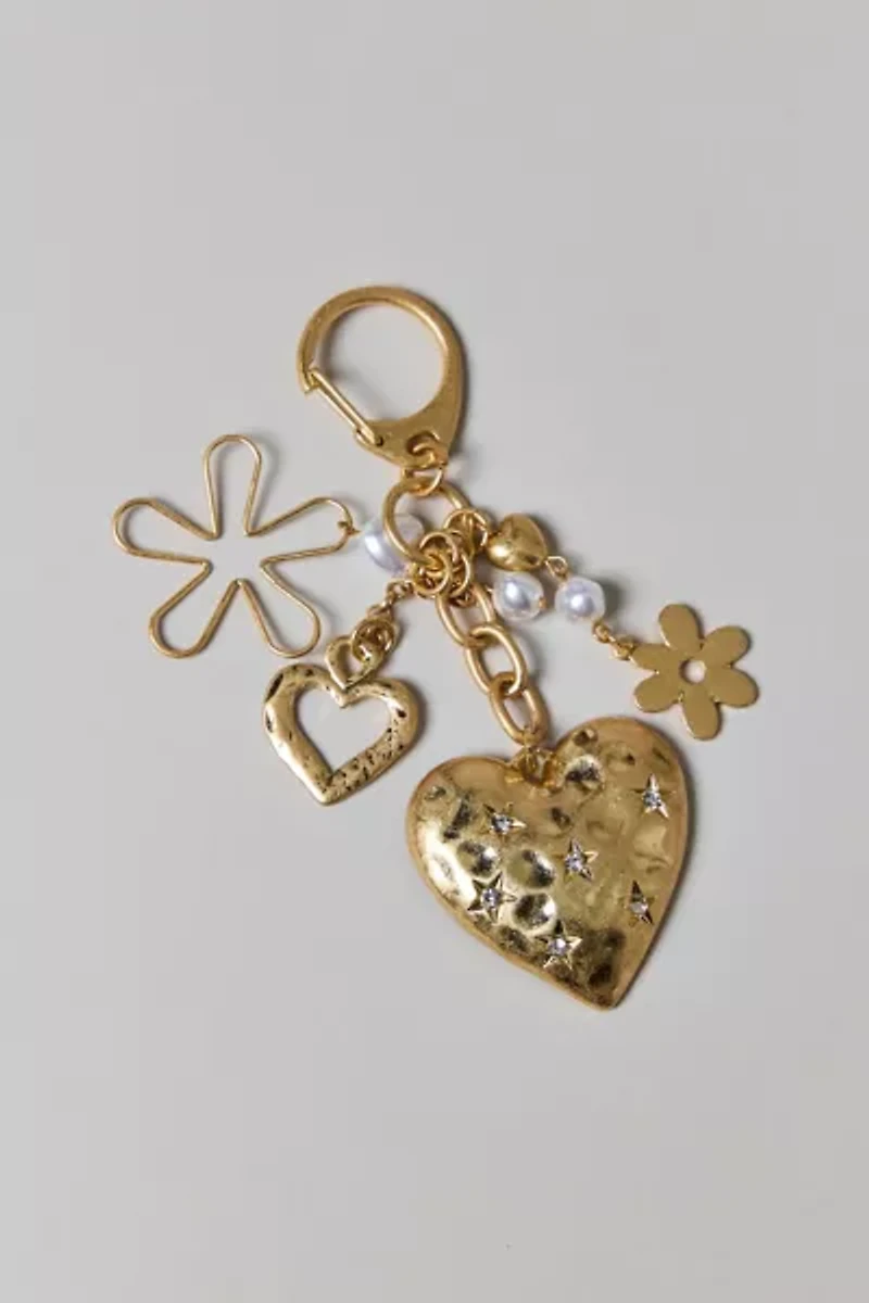 Golden Heart Charm Keychain
