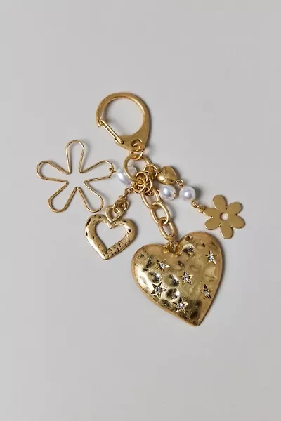Golden Heart Charm Keychain