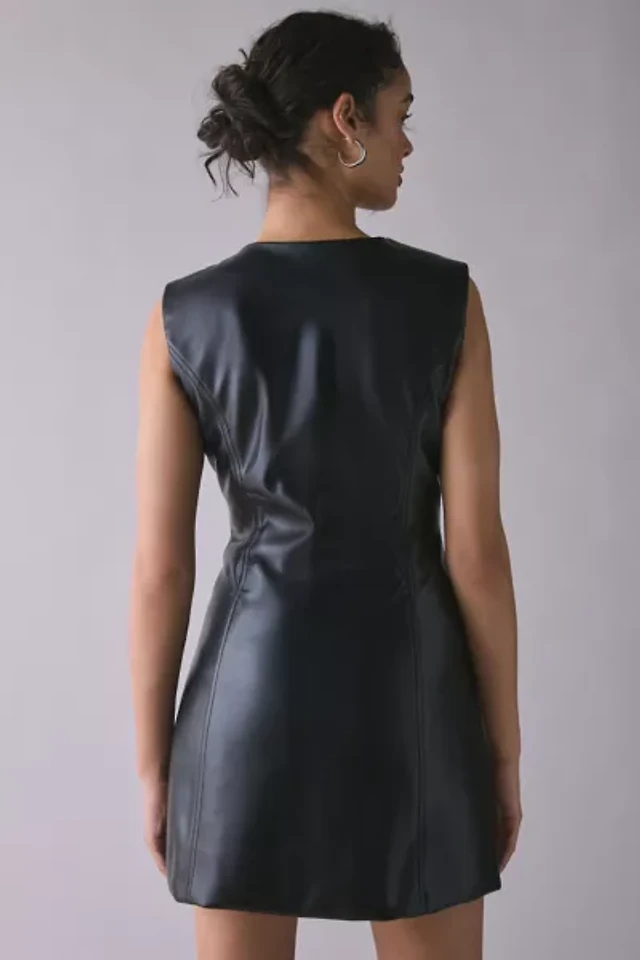 chinese dress ladies Hit Different Faux Leather Mini Dress Black main image 0