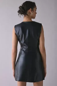 Glamorous Faux Leather Button-Front Mini Dress