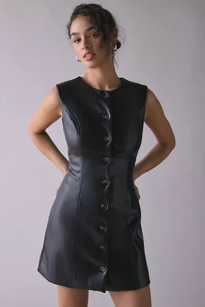 Glamorous Faux Leather Button-Front Mini Dress