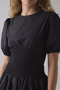 Glamorous Smocked Drop Waist Puff Sleeve Mini Dress
