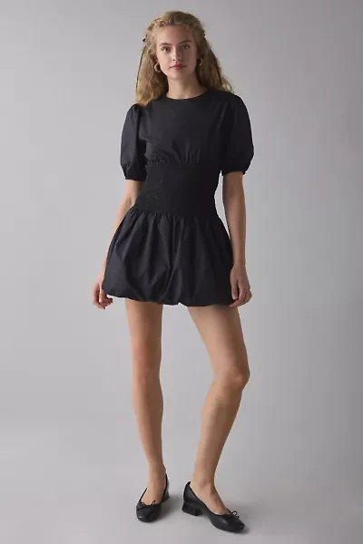 Glamorous Smocked Drop Waist Puff Sleeve Mini Dress