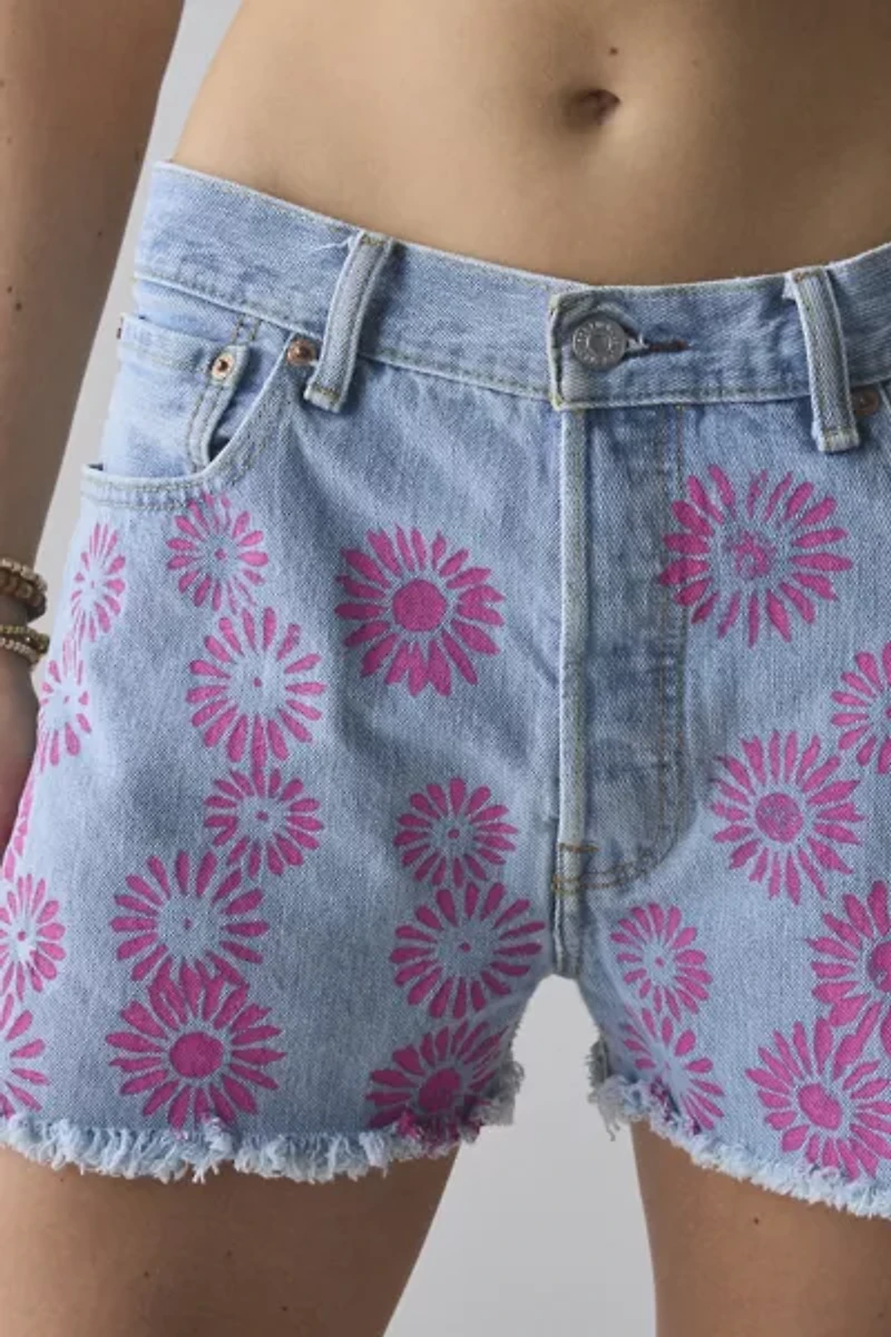 ReMADE By UO Slouchy Daisy Painted Denim Short