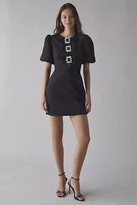 Glamorous Fit-And-Flare Embellished Buckle Bow Mini Dress