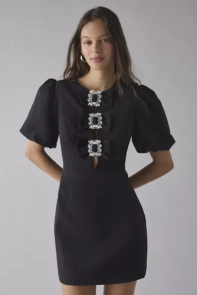 Glamorous Fit-And-Flare Embellished Buckle Bow Mini Dress