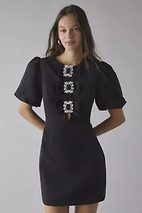 Glamorous Fit-And-Flare Embellished Buckle Bow Mini Dress